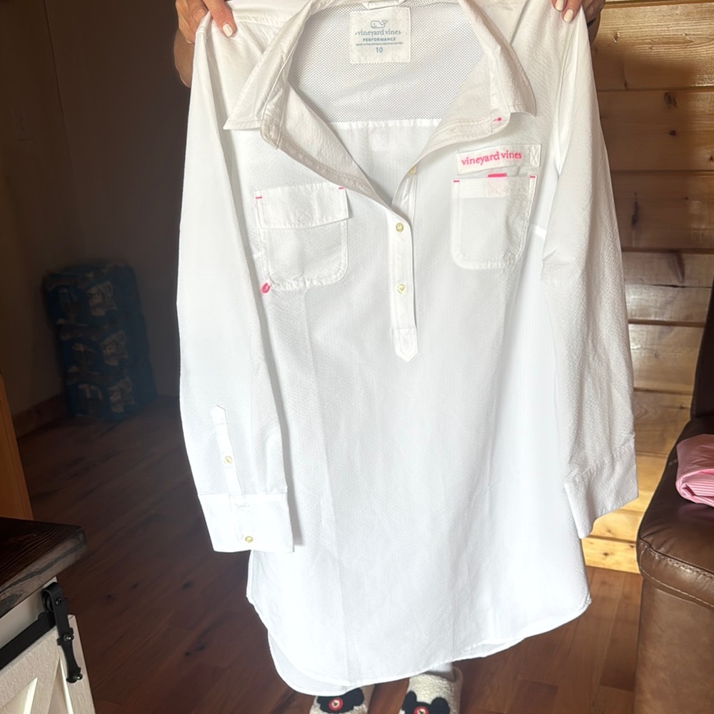 Vineyard Vines White Long Sleeve Coverup